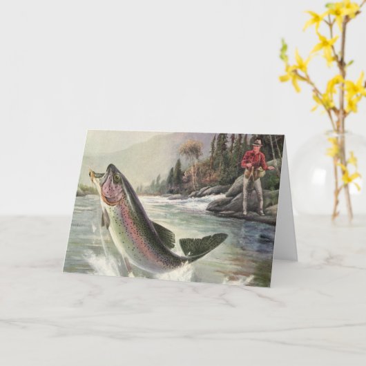  Regenboog Forel Visser Gevist voor Vis Kaart (Gele Bloem)