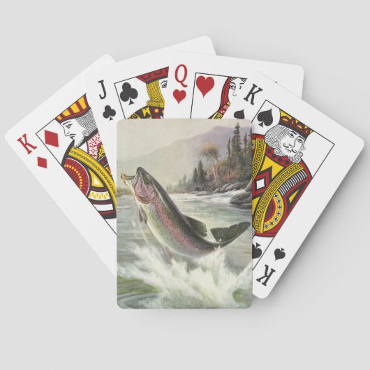 Regenboog Forel Visser Gevist voor Vis Pokerkaarten (Achterkant)