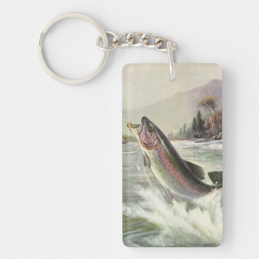 Regenboog Forel Visser Gevist voor Vis Sleutelhanger (Voorkant)