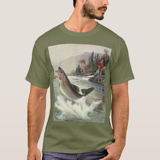 Regenboog Forel Visser Gevist voor Vis T-shirt (Voorkant)