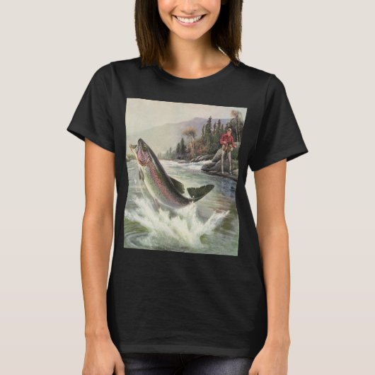 Regenboog Forel Visser Gevist voor Vis T-shirt (Voorkant)