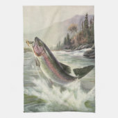 Regenboog Forel Visser Gevist voor Vis Theedoek (Verticaal)