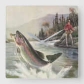  Regenboog Forel Visser Gevist voor Vis Vierkante Klok (Voorkant)