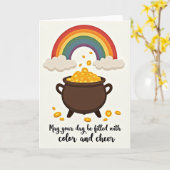 Regenboog Fortune Gouden Munten Pot Kaart (Gele Bloem)