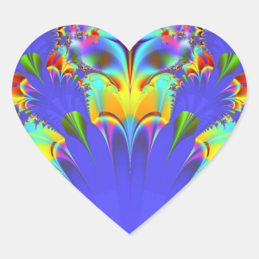 Regenboog fractaal hart sticker (Voorkant)