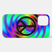 Regenboog Fractal en Zwart Vredessymbool Case-Mate iPhone Case (Achterkant (horizontaal))