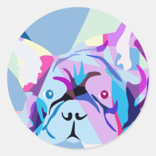 Regenboog Franse Bulldog Ronde Sticker