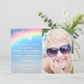 Regenboog Funeral | Herdenking van het Leven Foto Kaart (Staand voorkant)