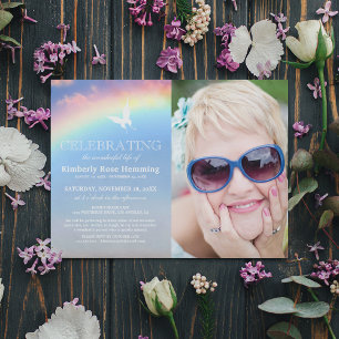 Regenboog Funeral Viering van het Leven Foto Kaart
