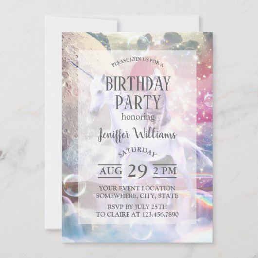 Regenboog galaxy kat rijden eenhoorn in de ruimte. kaart (Voorkant)