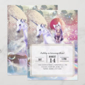 Regenboog galaxy kat rijden eenhoorn in de ruimte. kaart (Voorkant / Achterkant)