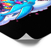 Regenboog Galaxy Kat Rijden Haai In Ruimte Grappig Poster (Hoek)