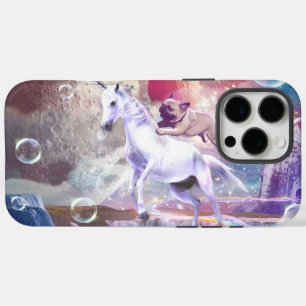 Regenboog galaxy pug rijden eenhoorn in de ruimte. iPhone 16 pro max hoesje