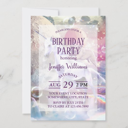 Regenboog galaxy pug rijden eenhoorn in de ruimte. kaart (Voorkant)