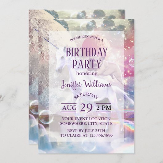 Regenboog galaxy pug rijden eenhoorn in de ruimte. kaart (Voorkant / Achterkant)