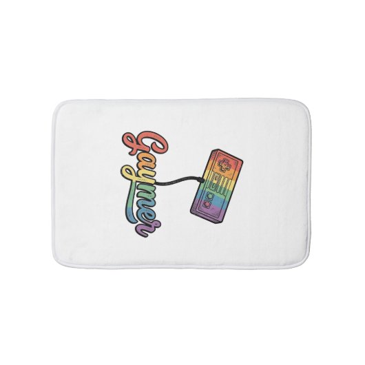 Regenboog Gamer Vector Shirt Ontwerp_1 Badmat (Voorkant)