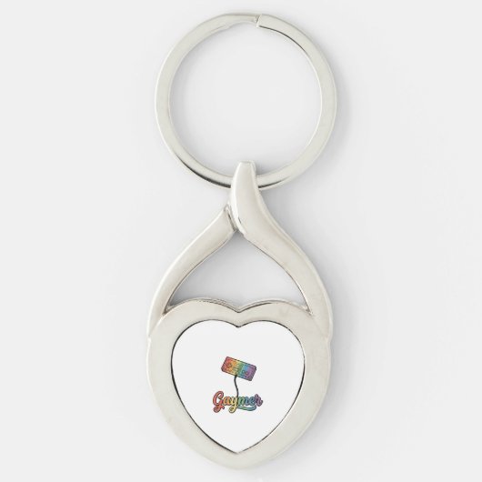 Regenboog Gamer Vector Shirt Ontwerp_1 Sleutelhanger (Voorkant)