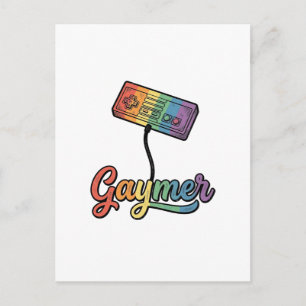 Regenboog Gamer Vector T-shirt Ontwerp_1 Briefkaart