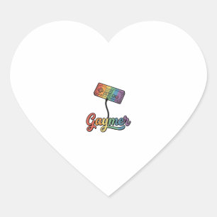 Regenboog Gamer Vector T-shirt Ontwerp_1 Hart Sticker
