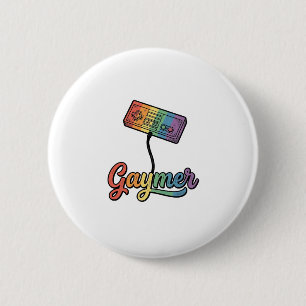 Regenboog Gamer Vector T-shirt Ontwerp_1 Ronde Button 5,7 Cm