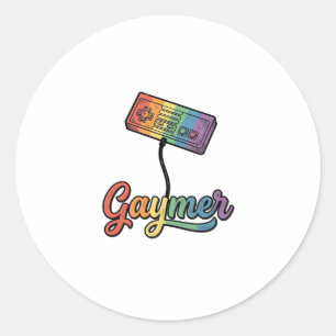 Regenboog Gamer Vector T-shirt Ontwerp_1 Ronde Sticker
