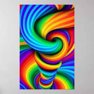 Regenboog Gedraaide Tornado Wervelwind - Optische Poster
