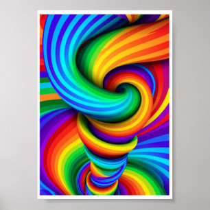 Regenboog Gedraaide Tornado Wervelwind - Optische  Poster