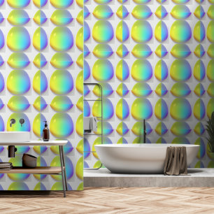 Regenboog geel blauw glas druppeltjes behang