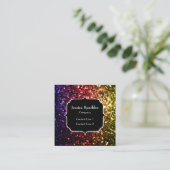 Regenboog geel rood paars glitters Initialen Vierkante Visitekaartje (Staand voorkant)