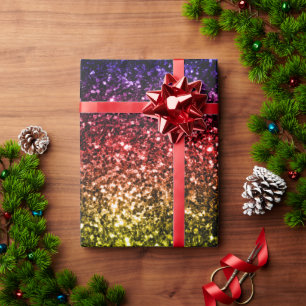 Regenboog geel rood paars glittersparels glinstert cadeaupapier