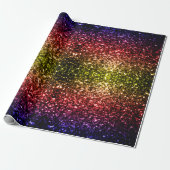 Regenboog geel rood paars glittersparels glinstert cadeaupapier (Uitgerold)