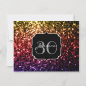 Regenboog geel rood paars namaak glitters Monogram Kaart (Voorkant)