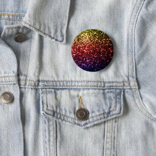 Regenboog geel rood paars namaak glitters schitter ronde button 5,7 cm