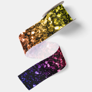Regenboog geel rood paars namaak glitters vonken satijnen lint