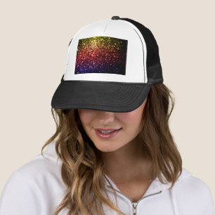 Regenboog geel rood paars namaak glittersparels trucker pet