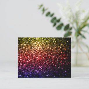 Regenboog geel rood paars nepschittertjes glinster briefkaart