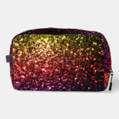 Regenboog geel rood paarse faux fonkels toilettasje (Voorkant)