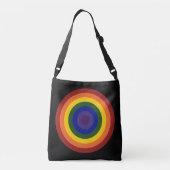 Regenboog gekleurd Bullseye Design op zwart Crossbody Tas (Achterkant)