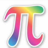 Regenboog gekleurd pi symbool sticker (Voorkant)