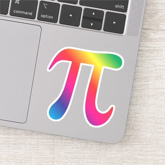 Regenboog gekleurd pi symbool sticker (Detail)