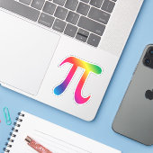 Regenboog gekleurd pi symbool sticker (Laptop met iPhone)
