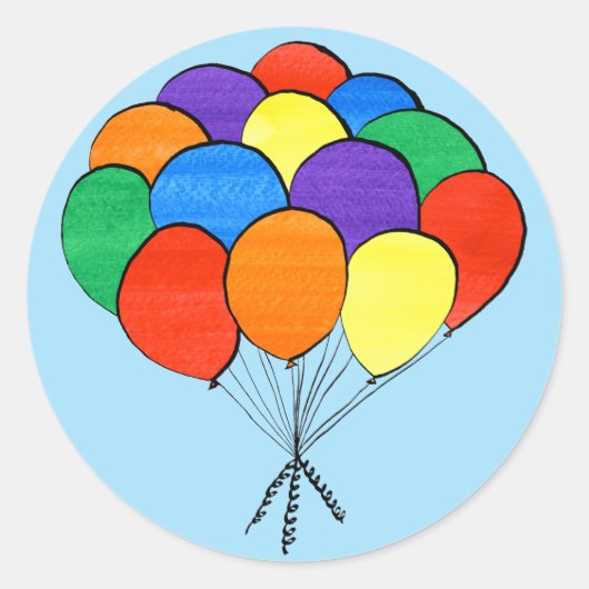 Regenboog gekleurde ballonnen Illustratie stickers (Voorkant)