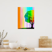 Regenboog gekleurde boom en hemel poster (Keuken)