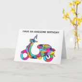 Regenboog Gekleurde Elektrische Motorscooter Verja Kaart (Gele Bloem)