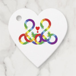 Regenboog, gekleurde handen bedankjes labels