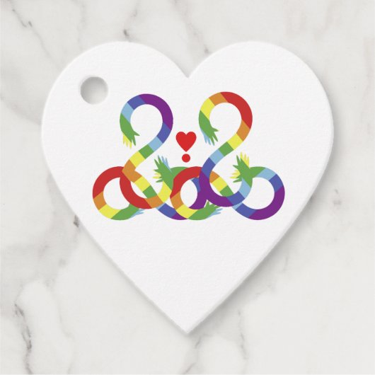 Regenboog, gekleurde handen bedankjes labels (Voorkant)