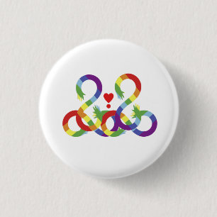 Regenboog, gekleurde handen. Button