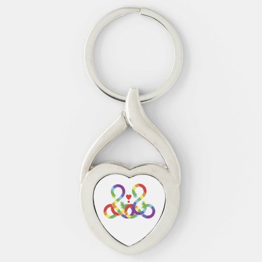 Regenboog, gekleurde handen. Metalen Sleutelhanger (Voorkant)