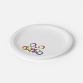 Regenboog, gekleurde handen papieren bordje (Gekanteld)