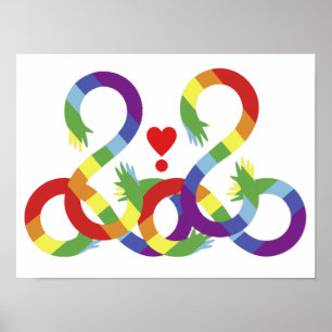 Regenboog, gekleurde handen poster